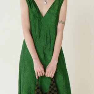 GammeCollective - Green Brocade Silk Slip Dress